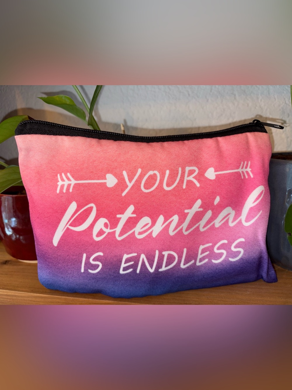 Inspirational Ombre Pink to Purple MAKEUP BAG. NEW